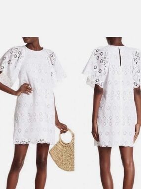 KATE SPADE Spice Things Up White Eyelet shift lightweight Dress